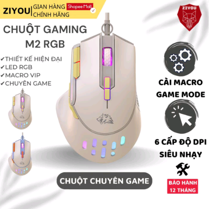 Chuột máy tính Game Thủ Chuyên Game Ziyou M2 Led RGB 12800 DPI